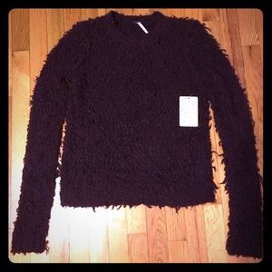 Free People Fuzzy Sweater in Eggplant, Small, NWT!